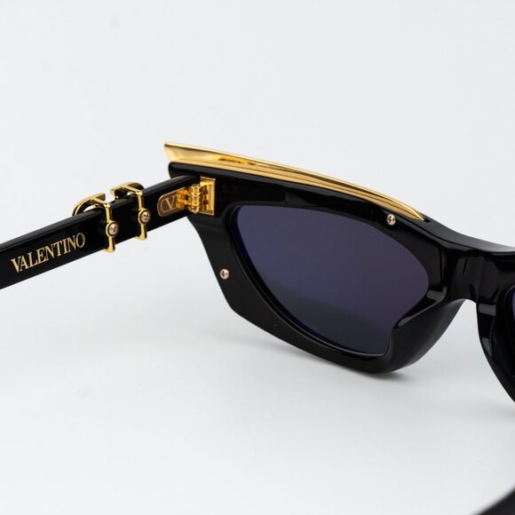Valentino Women Sunglasses Black Gold Grey Cat Eye V-GOLDCUT - I VLS 113A 55 - Picture 8 of 15